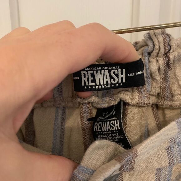 Rewash linen raw hem tan striped pants small - Picture 2 of 3
